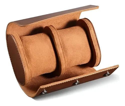 Estuche Para 2 Relojes De Cuero, Clásico, Funda Para Viaje Cuero
