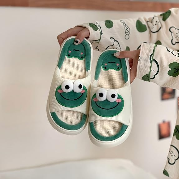 Pantuflas de rana hechas de Lino Ultra Suaves, Cómodas Calentitas