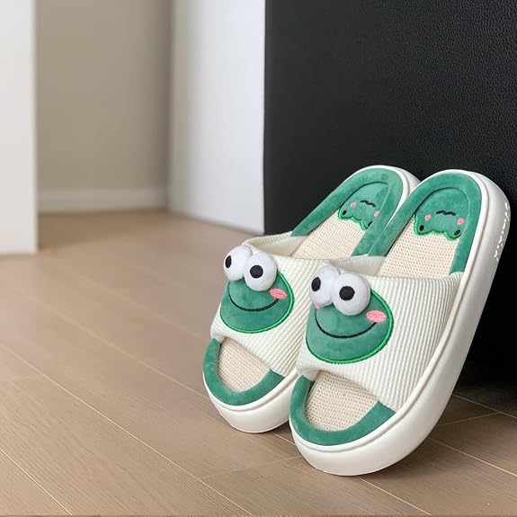 Pantuflas de rana hechas de Lino Ultra Suaves, Cómodas Calentitas