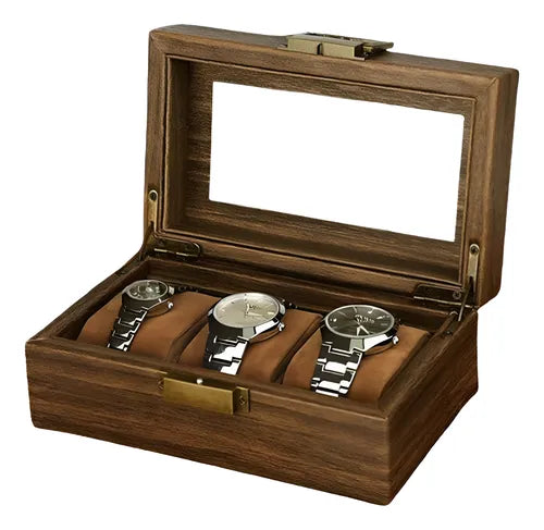 Caja Organizadora Madera Para Relojes 3 Compartimientos