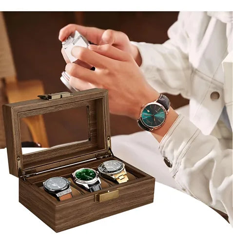 Caja Organizadora Madera Para Relojes 3 Compartimientos