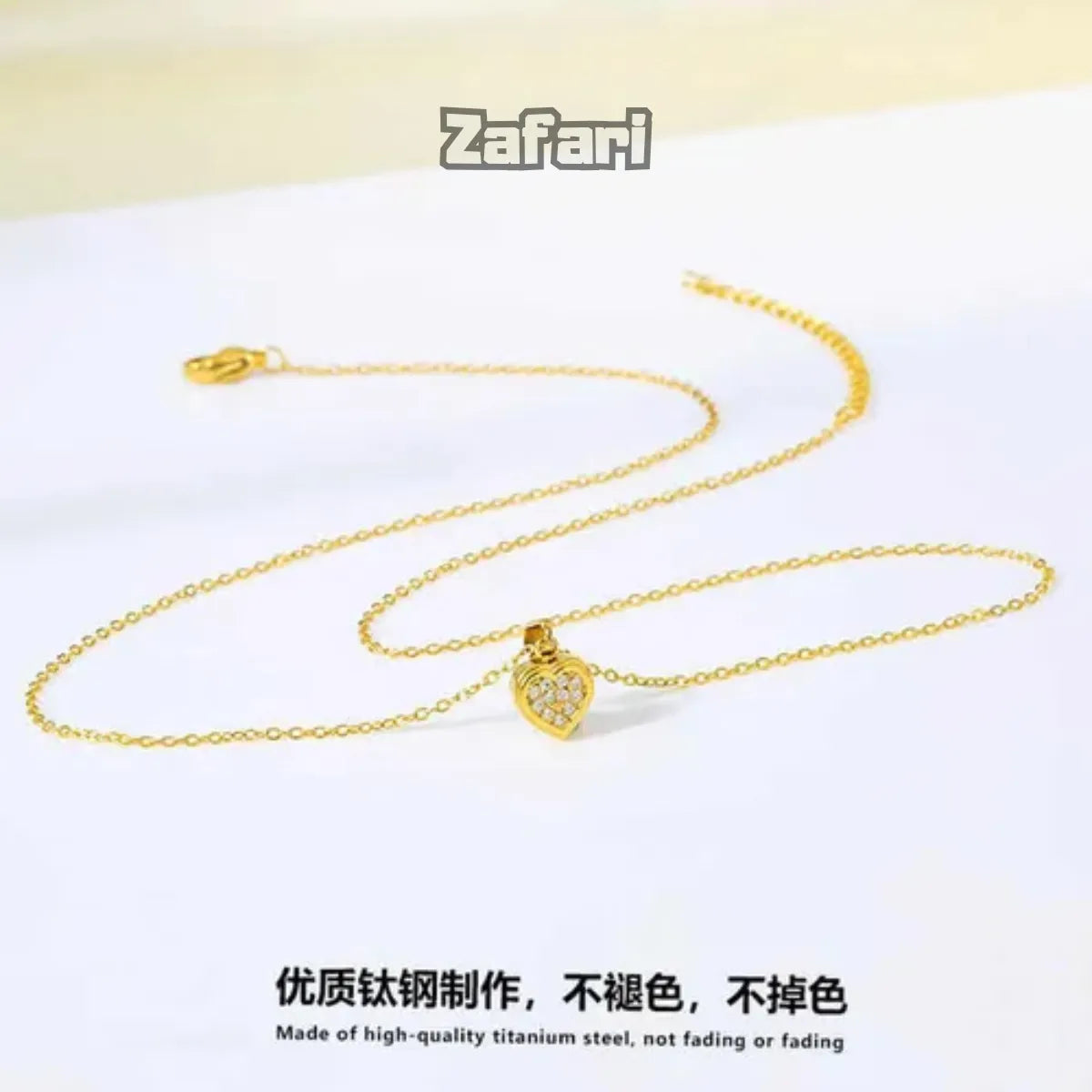 Collar Corazón Brillante Doble Capa Cadena Fina Mujer Dorado