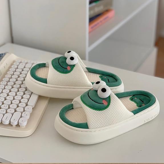Pantuflas de rana hechas de Lino Ultra Suaves, Cómodas Calentitas