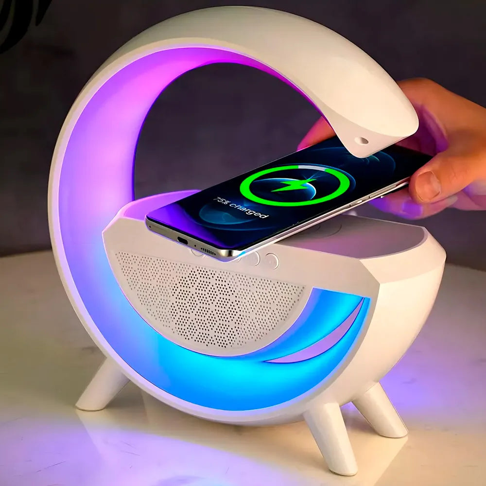Lampara Veladora G Luz Rgb Parlante Cargador 3 en 1