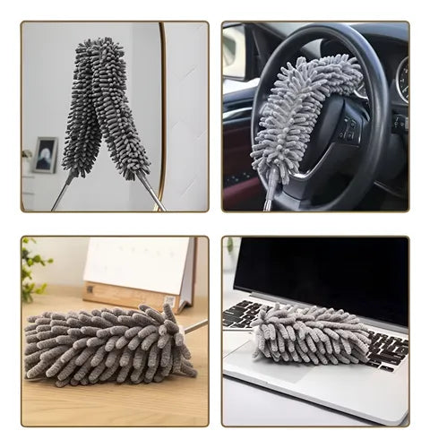 Plumero Extensible Microfibra Para Limpieza 2,5 Mts 3 En 1 Gris Oscuro