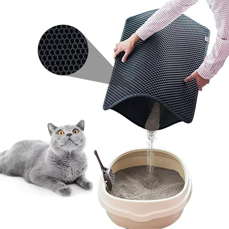 Alfombra Arenero Doble Capa Para Gatos Y Fácil De Limpiar Gris