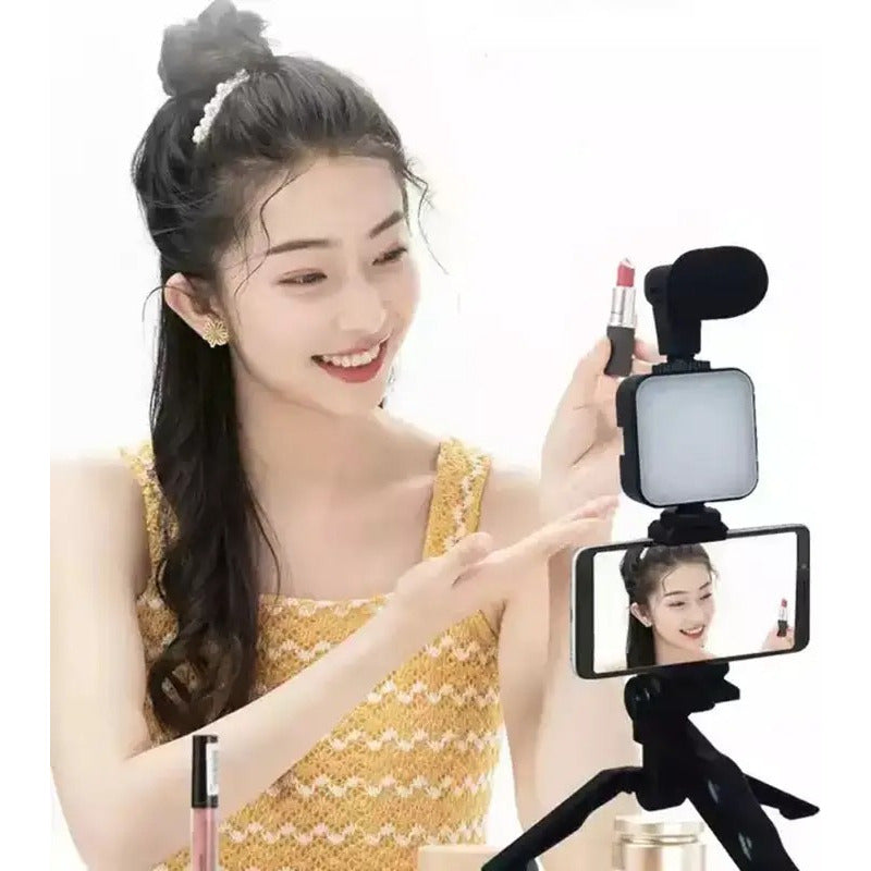 Kit Grabación Video Con Trípode, Flash Y Micrófono Profesion