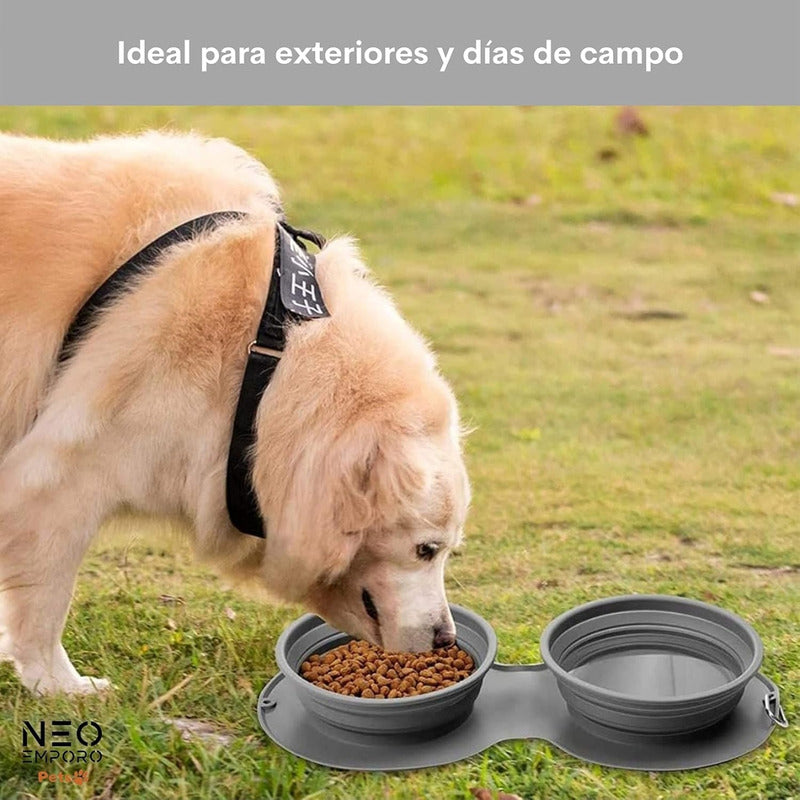 Plato Doble Plegable De Perro De Alimentación Lenta Mascotas Negro