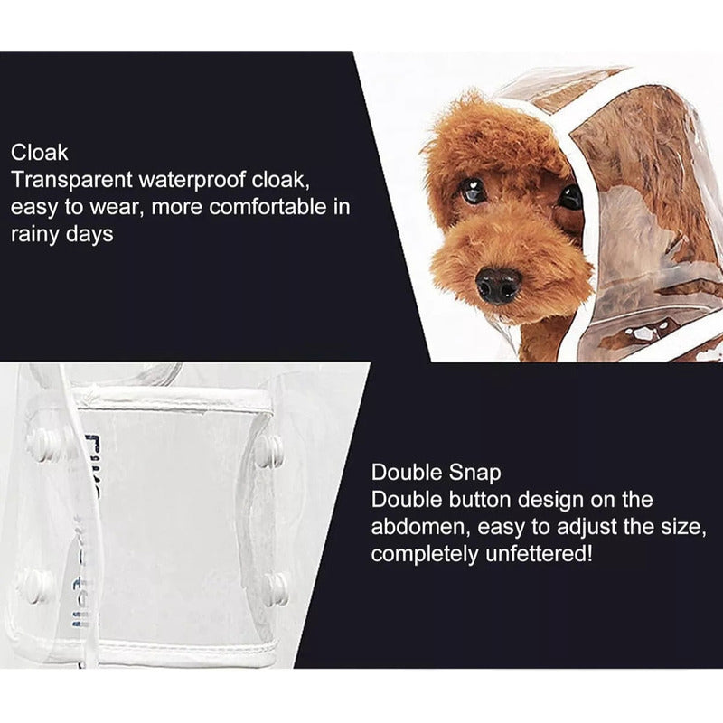 Capa Para Perros Pilot Lluvia Impermeable, Cuidado Mascotas Transparente L