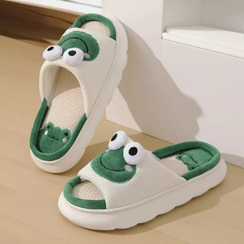 Pantuflas de rana hechas de Lino Ultra Suaves, Cómodas Calentitas