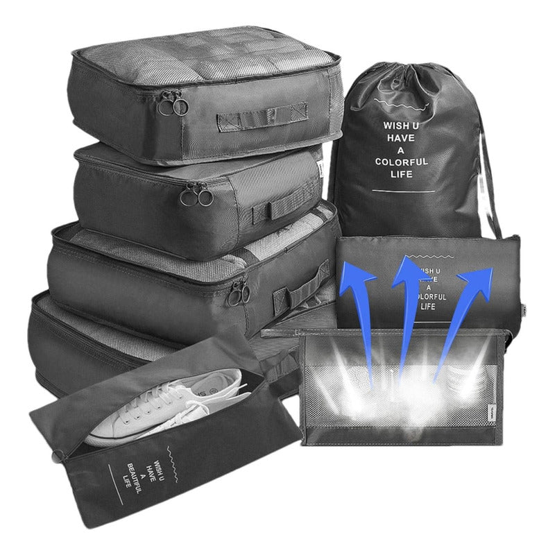 Cubos Mágicos: Set Organizador Esencial Para Viajes Y Maleta Negro