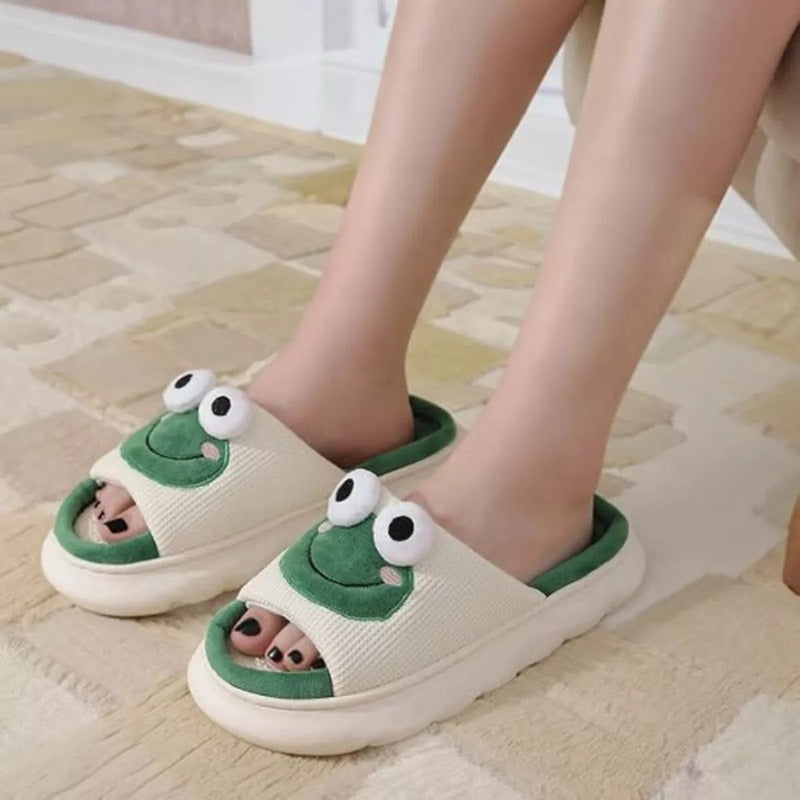 Pantuflas de rana hechas de Lino Ultra Suaves, Cómodas Calentitas