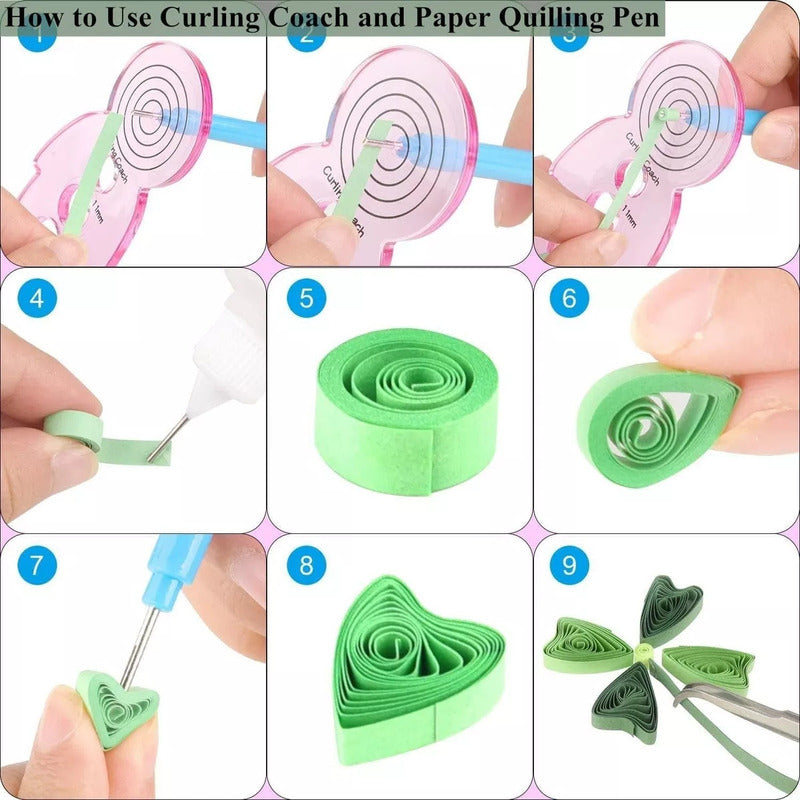 Kit Quilling Filigrana, Set Papel, Herramienta Manualidades