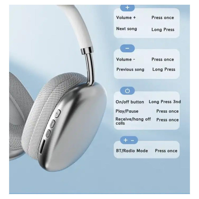 Auriculares Inalámbricos Bluetooth P9 Pro Grises