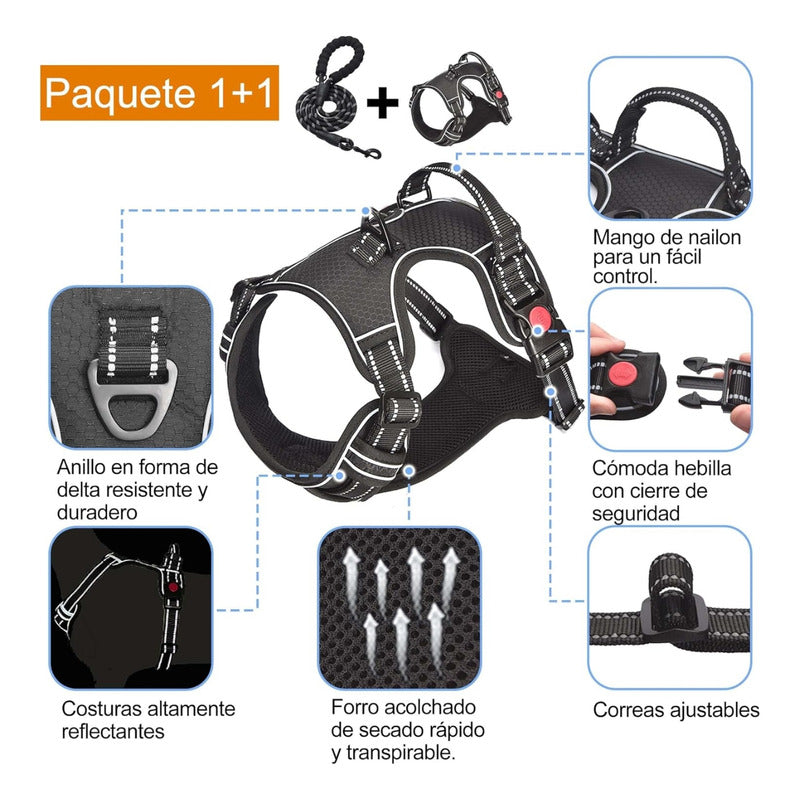 Pechera Anti Tirones Para Perro + Correa