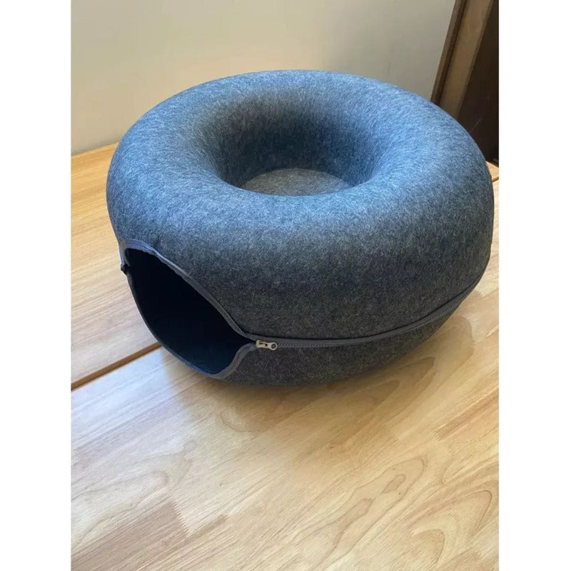 Cama Dona Para Gatos Túnel Redondo Interactiva Gris Oscuro 50cm X 20cm