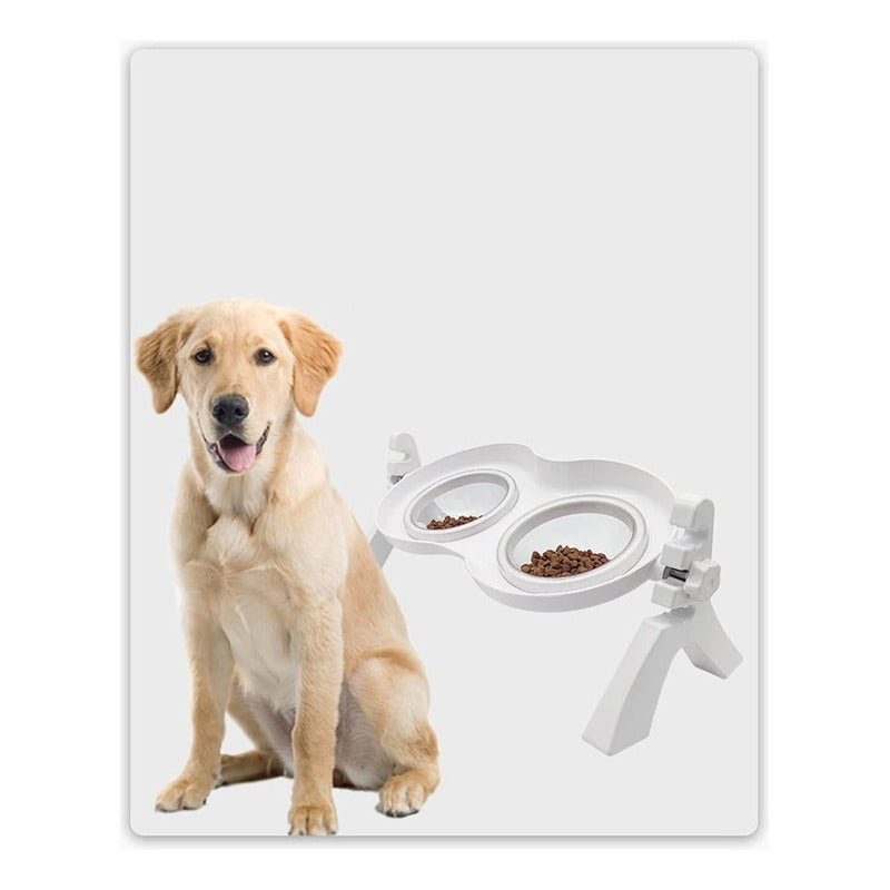 Doble Comedero Elevado Para Mascotas Perros Y Gatos Blanco