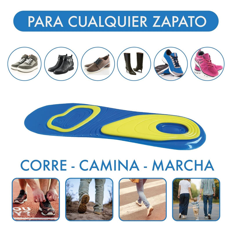 Plantillas De Descanso/deportiva Gel Recortable Baja Impacto 42 A 48 Hombre Celeste