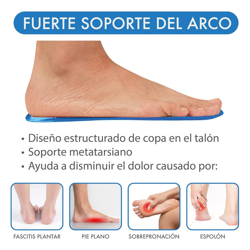 Plantillas De Descanso/deportiva Gel Recortable Baja Impacto 42 A 48 Hombre Celeste