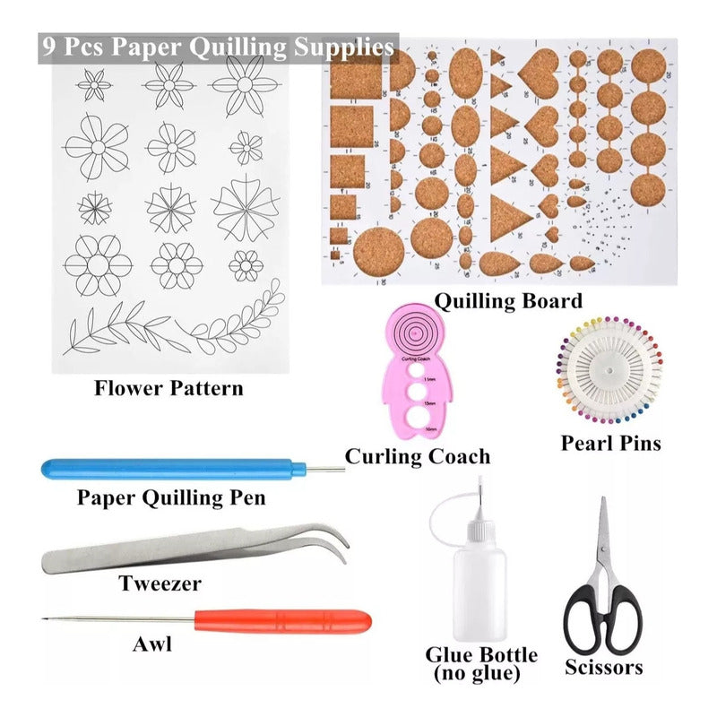 Kit Quilling Filigrana, Set Papel, Herramienta Manualidades
