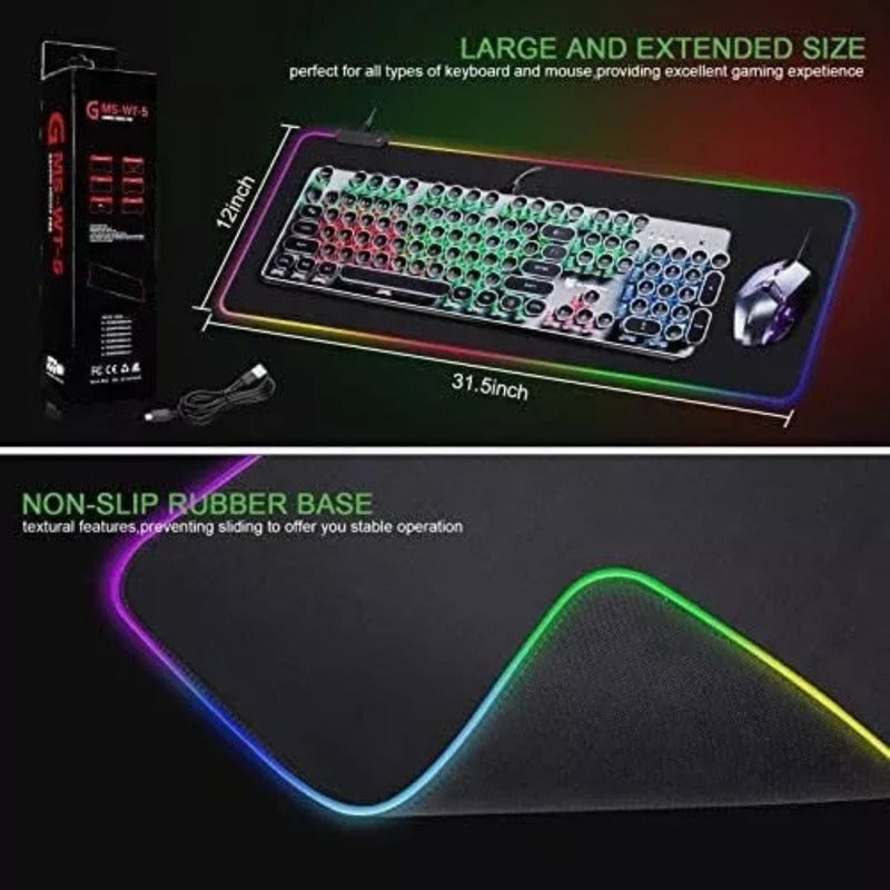 Mousepad Gamer Rgb, Alfombrilla Gaming, Tapete Xl 80x30cm