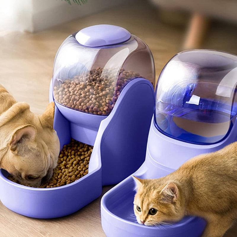 Comedero Y Bebedero Automático Para Mascotas Azul
