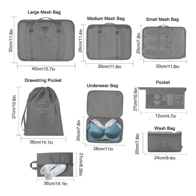 Cubos Mágicos: Set Organizador Esencial Para Viajes Y Maleta Negro