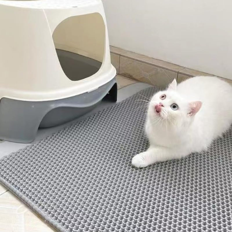 Alfombra Arenero Doble Capa Para Gatos Y Fácil De Limpiar Gris