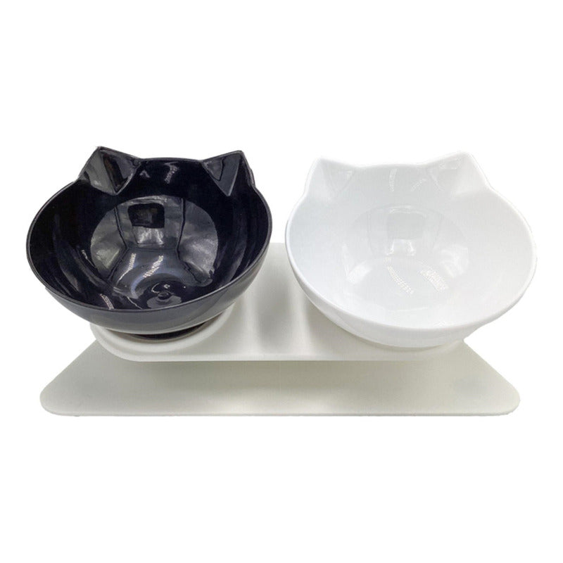 Cuencos Antideslizantes Elevados Para Gatos Y Perros Blanco Y Negro