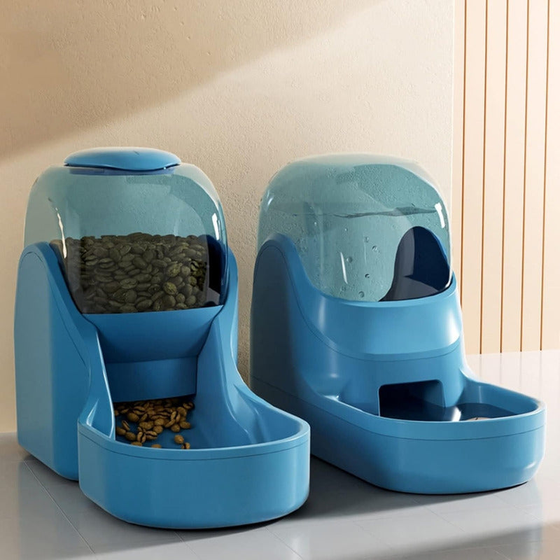 Comedero Y Bebedero Automático Para Mascotas Azul