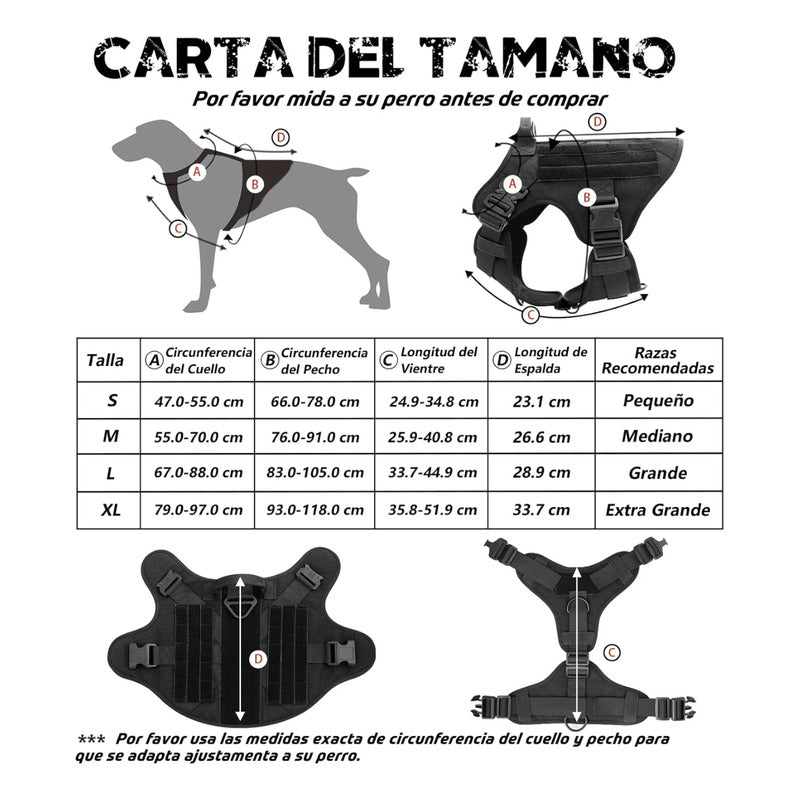 Arnés Táctico Para Perros Negro