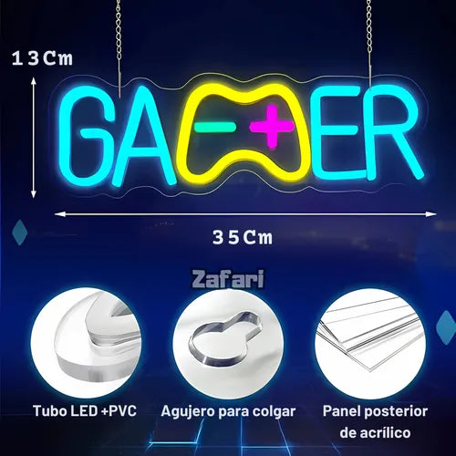 Cartel Led Luminoso Gamer Decoración Ambiente Habitación