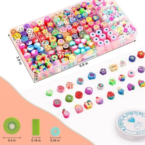 Kit De Cuentas De Arcilla Creación Pulseras Multicolor Diy