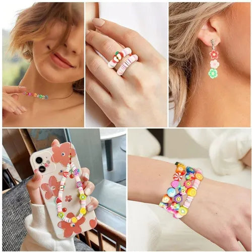 Kit De Cuentas De Arcilla Creación Pulseras Multicolor Diy