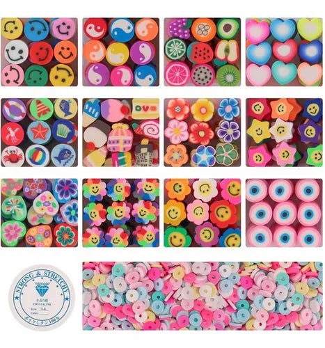 Kit De Cuentas De Arcilla Creación Pulseras Multicolor Diy