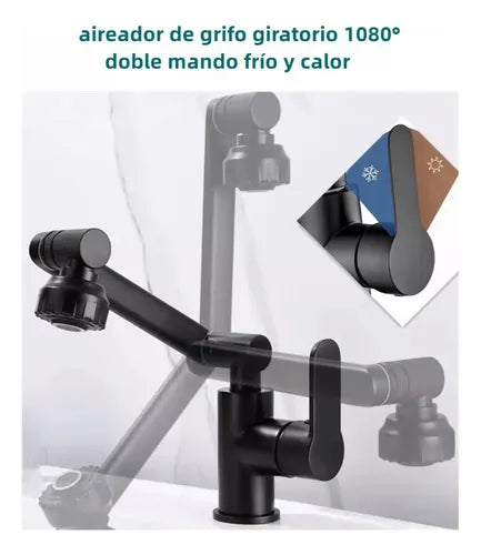 Grifo Monomando Negro Multifunción Acero Inoxidable