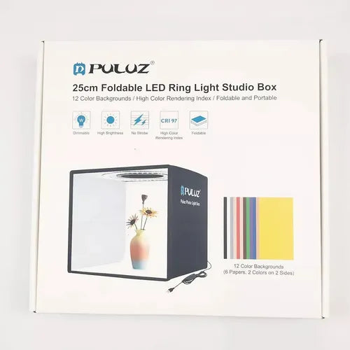 Caja De Luz Fotográfica Puluz 25cm Portátil Con Luz Usb