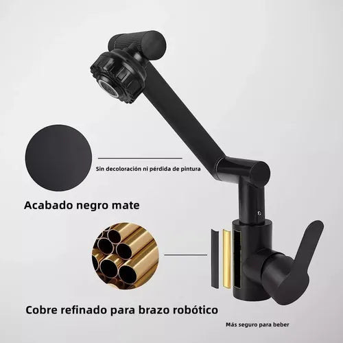 Grifo Monomando Negro Multifunción Acero Inoxidable