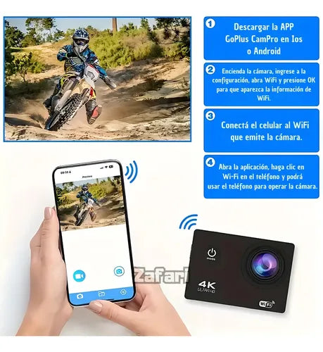 Cámara 4k Deportiva Sumergible Portátil Wifi Estilo Gopro