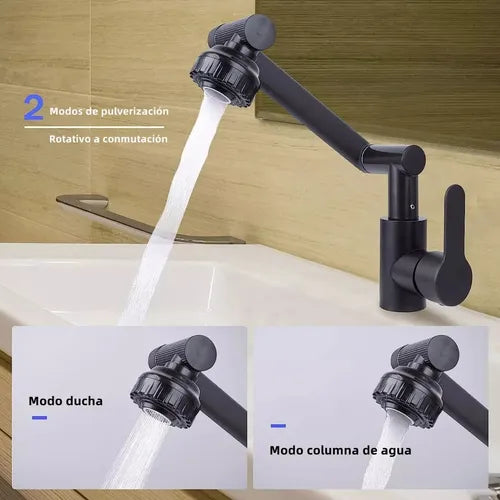 Grifo Monomando Negro Multifunción Acero Inoxidable