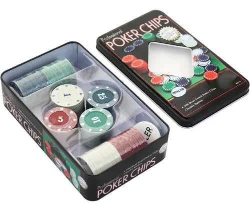 Set De Poker Texas Holdem Con 100 Fichas Numeradas Y Caja