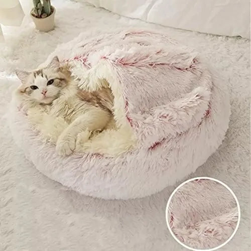 Cama Redonda De Felpa Para Gatos Y Perros, Suave Cómoda Rosa 50cm X 50cm