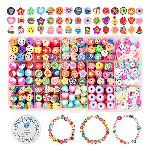 Kit De Cuentas De Arcilla Creación Pulseras Multicolor Diy
