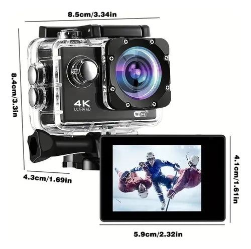Cámara 4k Deportiva Sumergible Portátil Wifi Estilo Gopro