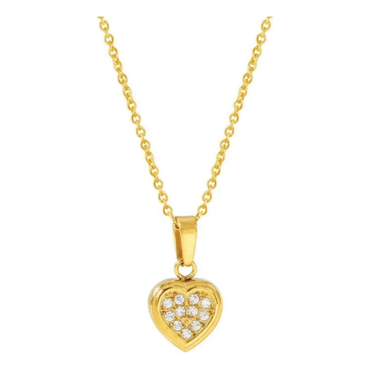 Collar Corazón Brillante Doble Capa Cadena Fina Mujer Dorado