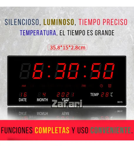 Reloj De Pared Digital Led, Tamaño Grande, Fecha, Mes 36cm