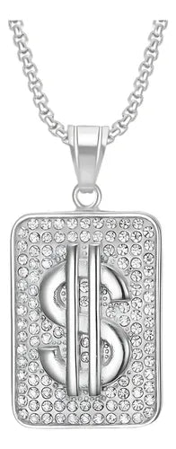 Cadena Collar Dólar Acero Hip Hop Cadenas Hombre