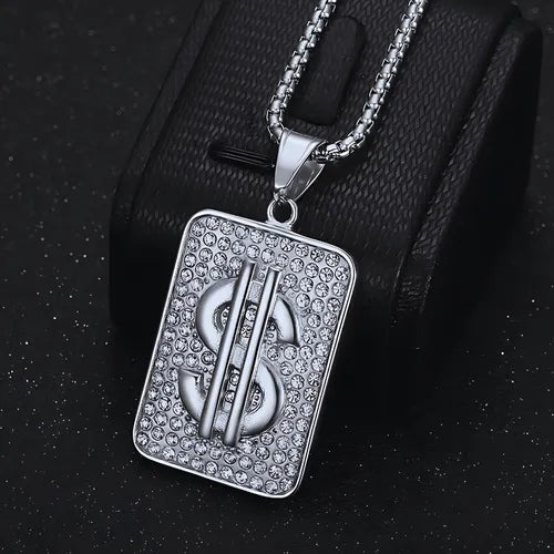 Cadena Collar Dólar Acero Hip Hop Cadenas Hombre