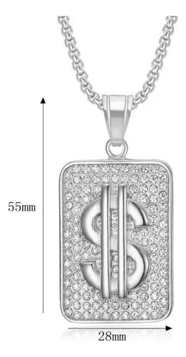 Cadena Collar Dólar Acero Hip Hop Cadenas Hombre