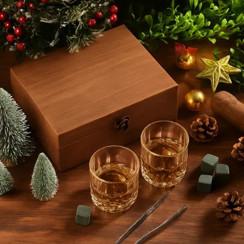 Juego De Vasos De Whisky Con Estuche 8 Rocas Regalo Premium Transparente